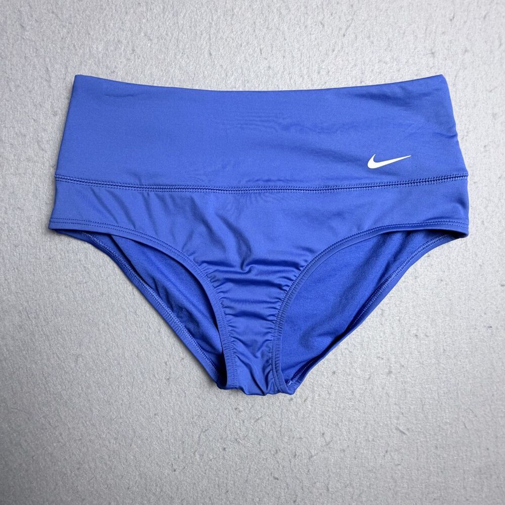 NIKE Women's Medium Swimsuit Bottom Royal Blue High Rise Banded Back Pocket